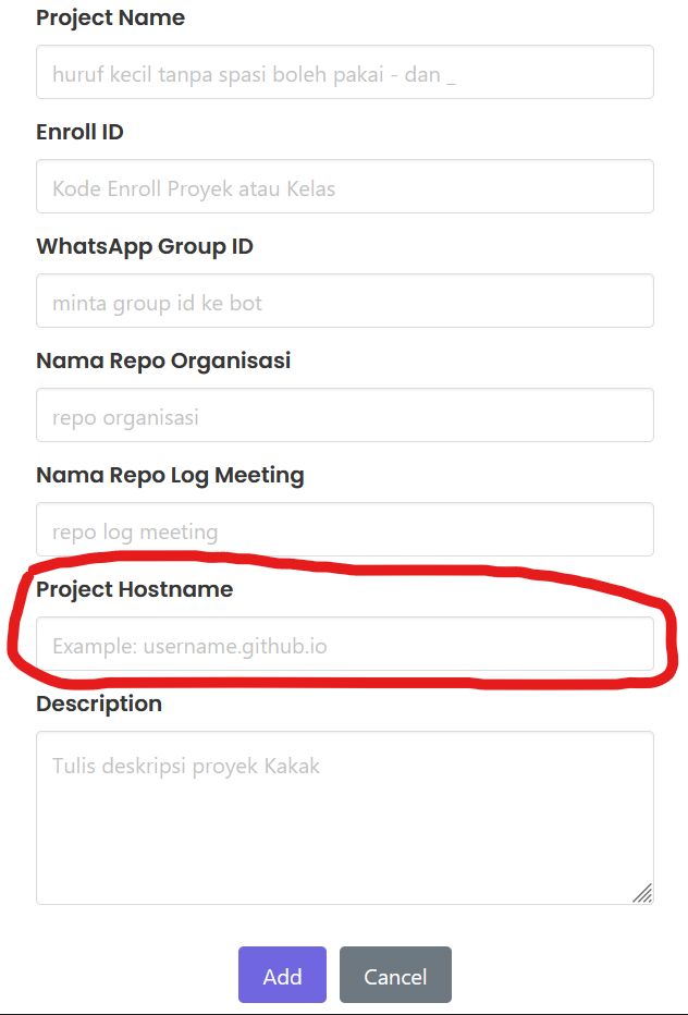 Masukkan hostname