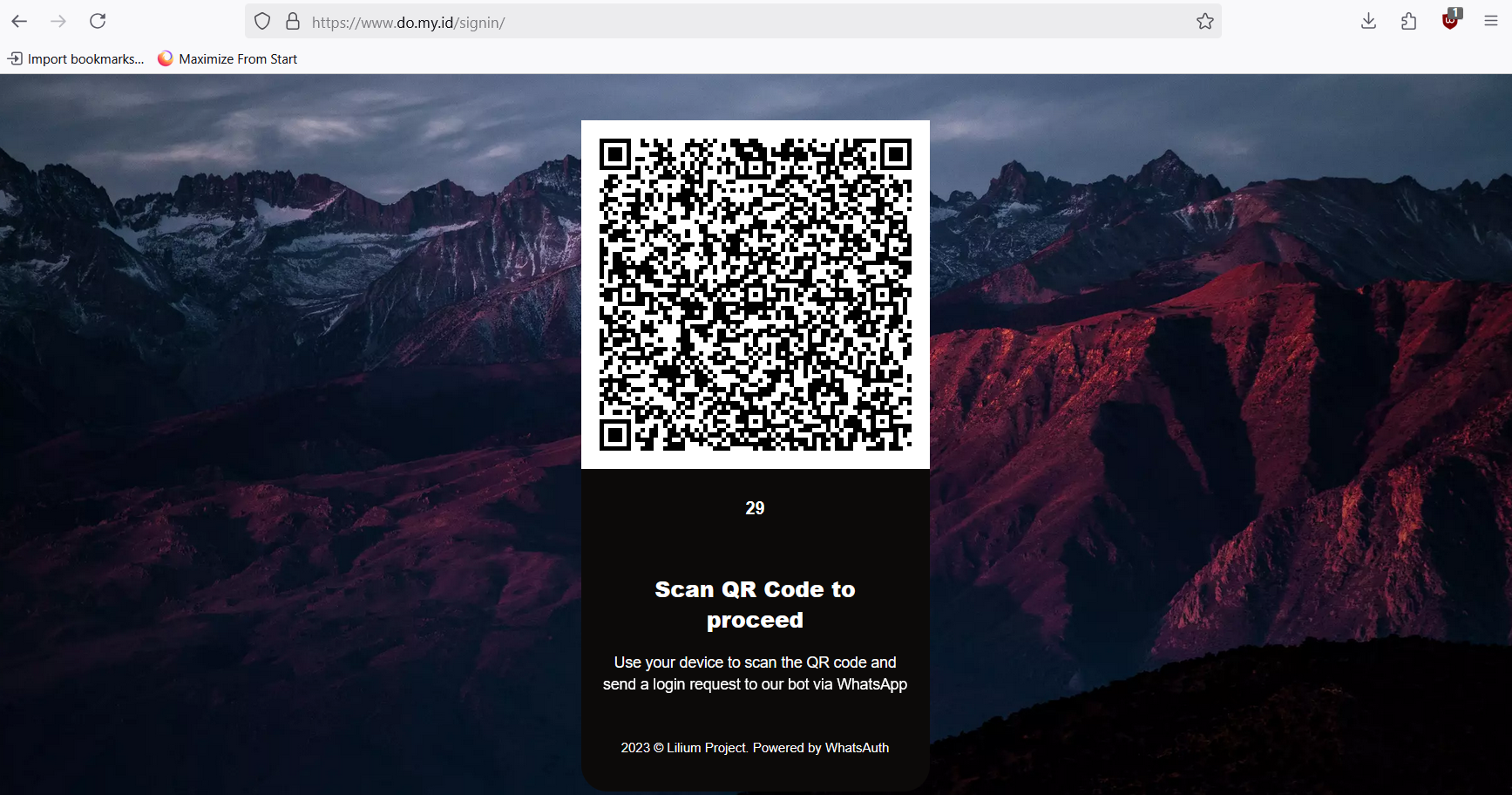Tampilan halaman login